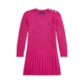 Toddler And Little Girls Mini Cable Pleated Cotton Sweater Dress