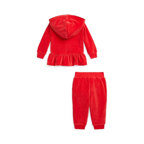 폴로 랄프로렌 Baby Girls Velour Hoodie and Jogger Pants 2 Piece Set