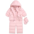 Baby Girls Down Hooded Snowsuit Set