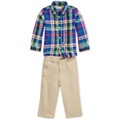 Baby Boys Plaid Shirt & Chino Pants 2 Piece Set