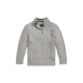 Little and Toddler Boys Cable Knit Cotton Quarter Zip Sweater