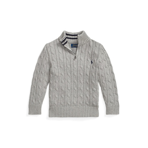 폴로 랄프로렌 Little and Toddler Boys Cable Knit Cotton Quarter Zip Sweater