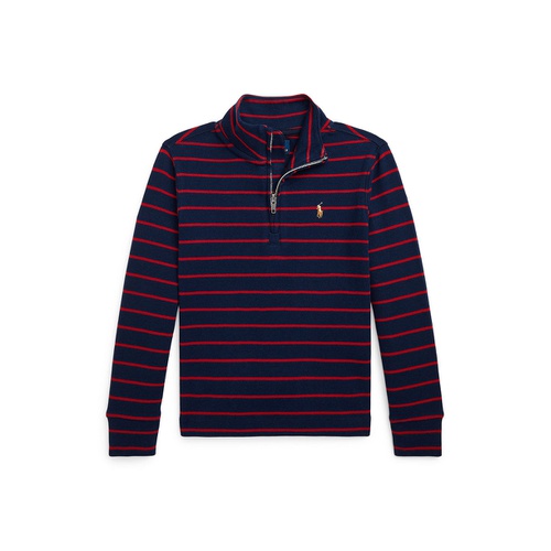 폴로 랄프로렌 Little and Toddler Boys Striped Cotton Quarter Zip Pullover Sweatshirt