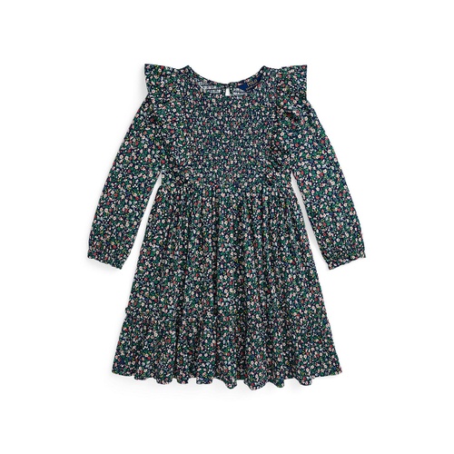 폴로 랄프로렌 Big Girls Floral Smocked Cotton Jersey Dress