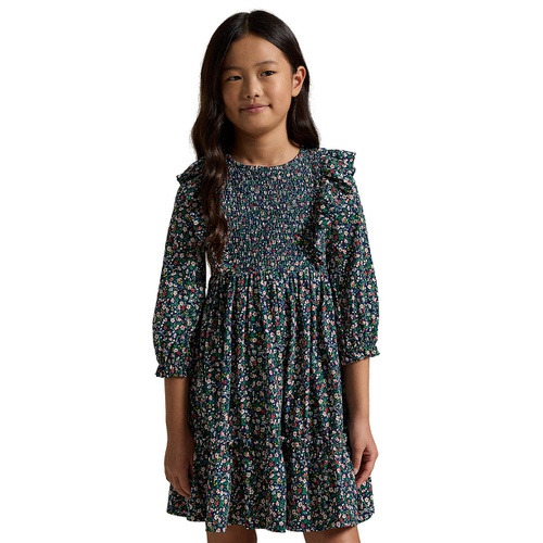 폴로 랄프로렌 Big Girls Floral Smocked Cotton Jersey Dress