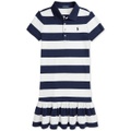 Big Girls Striped Stretch Mesh Polo Dress