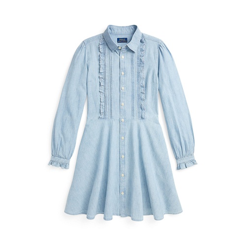 폴로 랄프로렌 Big Girls Ruffled Cotton Chambray Dress