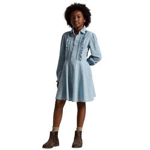 폴로 랄프로렌 Big Girls Ruffled Cotton Chambray Dress