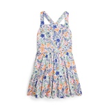 Big Girls Tropical Print Linen Cotton Dress