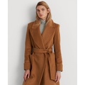 Womens Wool-Blend Belted Wrap Coat