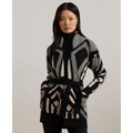 Womens Geo-Motif Belted Wool-Blend Cardigan