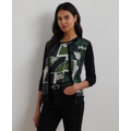 Womens Geo-Print Cotton-Blend Cardigan