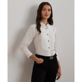 Womens Bib-Front Cotton Broadcloth Shirt