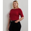 Plus Size Elbow-Sleeve Top