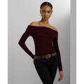 Womens Cotton-Blend Off-the-Shoulder Top