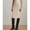 Womens Aran-Knit Wool-Blend Pencil Midi Skirt