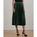 Womens Pleated Satin Charmeuse Skirt