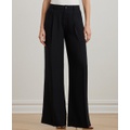 Womens Double-Faced Georgette Wide-Leg Pants Regular & Petite