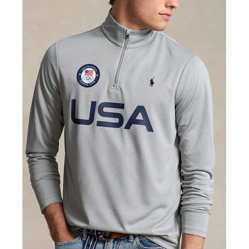 폴로 랄프로렌 Mens Team USA Micro-Dot Mesh Quarter-Zip