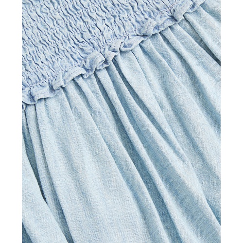 폴로 랄프로렌 Baby Smocked Ruffle Trim Cotton Chambray Dress with Matching Bloomer