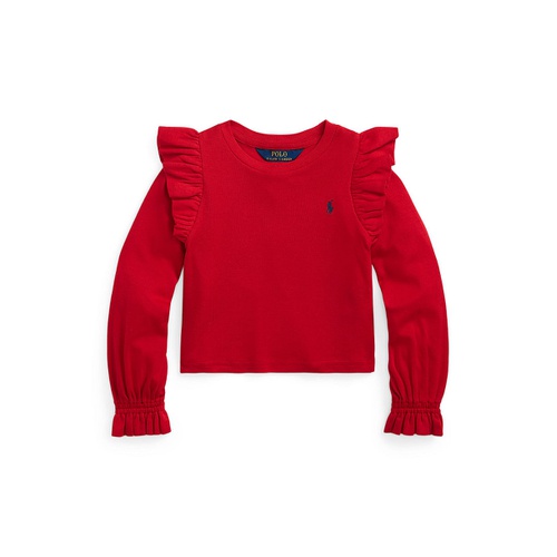 폴로 랄프로렌 Toddler and Little Girls Ruffled Cotton Modal Long Sleeve Sweatshirt