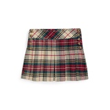 Toddler and Little Girls Plaid Pleated Cotton Twill Skirt