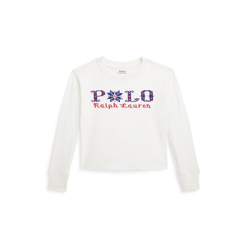 폴로 랄프로렌 Toddler and Little Girls Logo Cotton Boxy Long Sleeve Tee