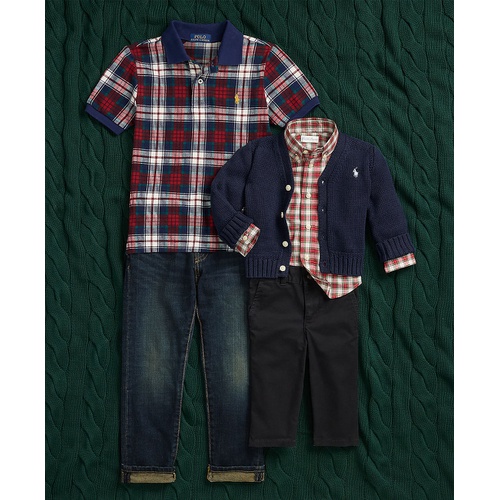 폴로 랄프로렌 Toddler and Little Boys Plaid Cotton Mesh Polo Shirt