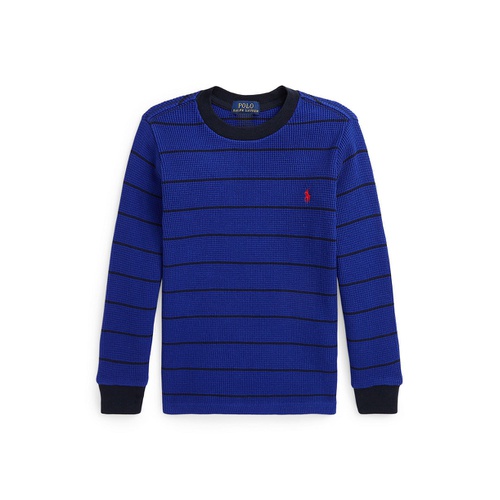 폴로 랄프로렌 Toddler and Little Boys Striped Waffle Cotton Long Sleeve Tee