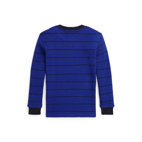 폴로 랄프로렌 Toddler and Little Boys Striped Waffle Cotton Long Sleeve Tee