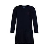 Big Girls Mini Cable Pleated Cotton Sweater Dress