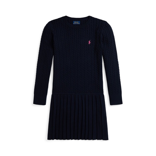 폴로 랄프로렌 Big Girls Mini Cable Pleated Cotton Sweater Dress