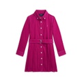 Toddler and Little Girls Belted Pleated Corduroy Shirtdress