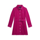 Toddler and Little Girls Belted Pleated Corduroy Shirtdress