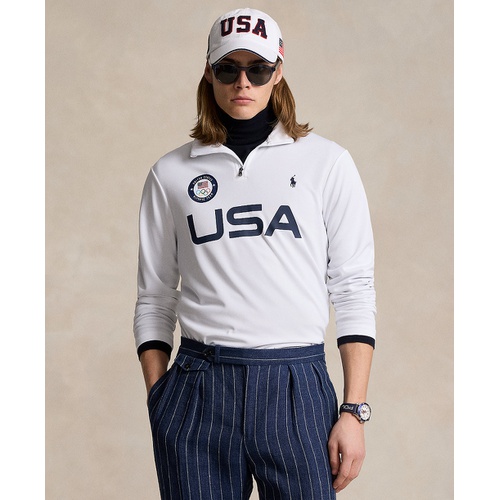 폴로 랄프로렌 Mens Team USA Micro-Dot Mesh Quarter-Zip