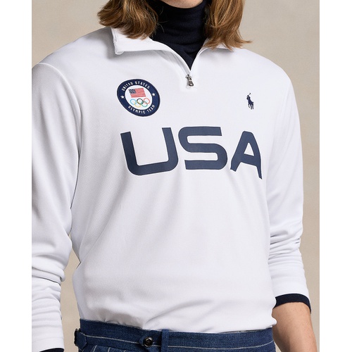 폴로 랄프로렌 Mens Team USA Micro-Dot Mesh Quarter-Zip