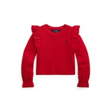 Toddler and Little Girls Ruffled Cotton Modal Long Sleeve Sweatshirt