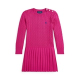 Toddler And Little Girls Mini Cable Pleated Cotton Sweater Dress