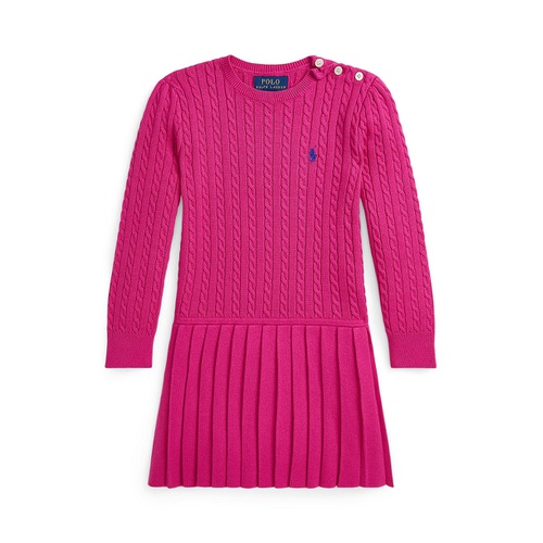 폴로 랄프로렌 Toddler And Little Girls Mini Cable Pleated Cotton Sweater Dress