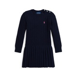 Toddler And Little Girls Mini Cable Pleated Cotton Sweater Dress