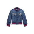 Toddler and Little Girls Logo Denim Baseball Jacket