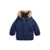 Toddler and Little Boys Artificial fur Trim Down Parka Jacket