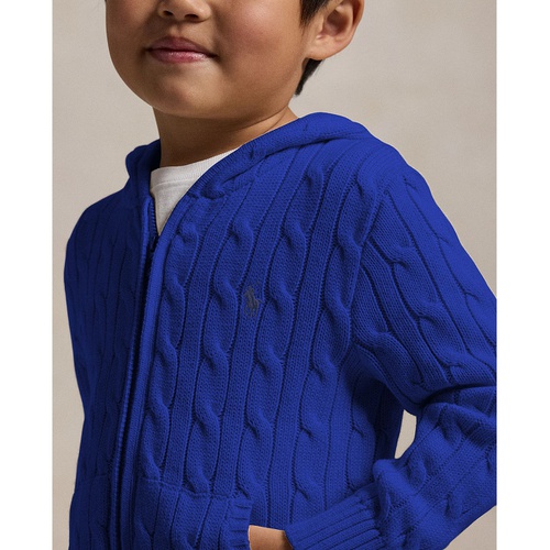 폴로 랄프로렌 Toddler and Little Boys Cable Cotton Hooded Full Zip Sweater