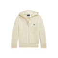 Toddler and Little Boys Cable Cotton Hooded Full Zip Sweater