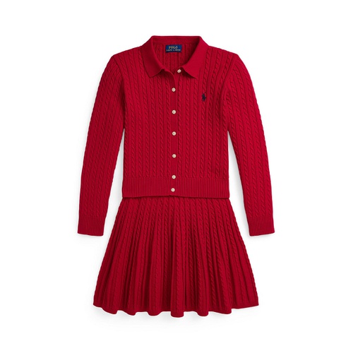 폴로 랄프로렌 Big Girls Cotton Polo Cardigan Skirt Set