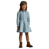 Toddler and Little Girls Ruffled Cotton Chambray Dress