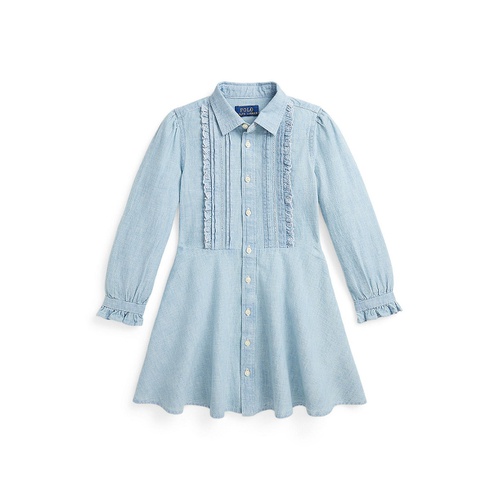 폴로 랄프로렌 Toddler and Little Girls Ruffled Cotton Chambray Dress