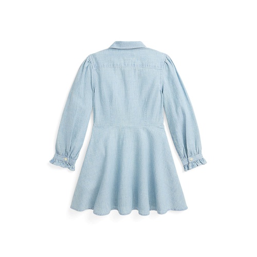 폴로 랄프로렌 Toddler and Little Girls Ruffled Cotton Chambray Dress