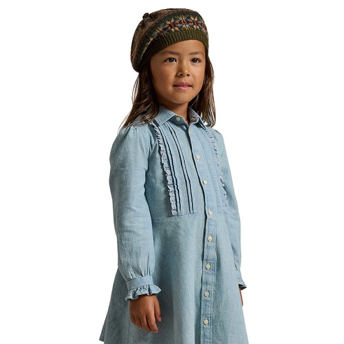 폴로 랄프로렌 Toddler and Little Girls Ruffled Cotton Chambray Dress