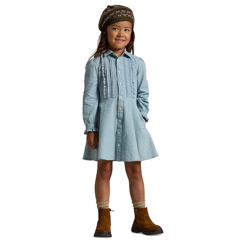 폴로 랄프로렌 Toddler and Little Girls Ruffled Cotton Chambray Dress